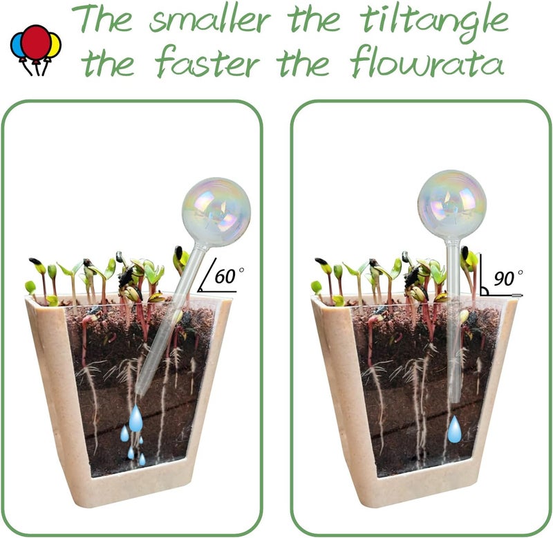 ZHIGUO 3Pcs Small Watering Globes Colorful Small Plant Watering Globes Plant Watering Globes Hand Blown Glass Indoor Plant Watering Globes - Image 4